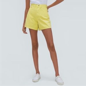 Everlane A-Line denim short in Lemon